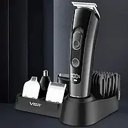 Машинка для стрижки акумуляторна VGR V-175 10 Вт 5 насадок Тример для вусів та бороди з насадками 5 в 1, фото 3