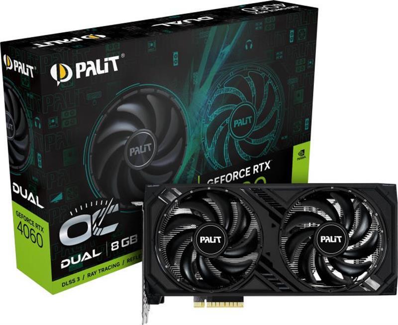 Видеокарта GF RTX 4060 8GB GDDR6 Dual OC Palit (NE64060T19P1-1070D)