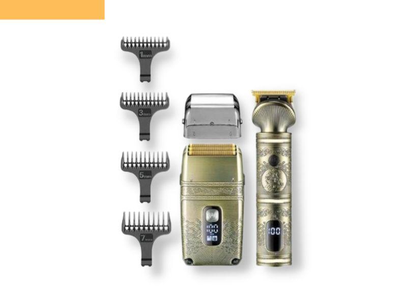Професійна акумуляторна машинка для стрижки волосся з насадками триммер шейвер XRPO V-649 золота (41398-V-649_1102), фото 1