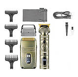 Професійна акумуляторна машинка для стрижки волосся з насадками триммер шейвер XRPO V-649 золота (41398-V-649_1102), фото 3