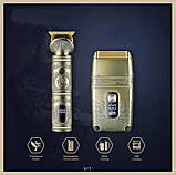 Професійна акумуляторна машинка для стрижки волосся з насадками триммер шейвер XRPO V-649 золота (41398-V-649_1102), фото 5