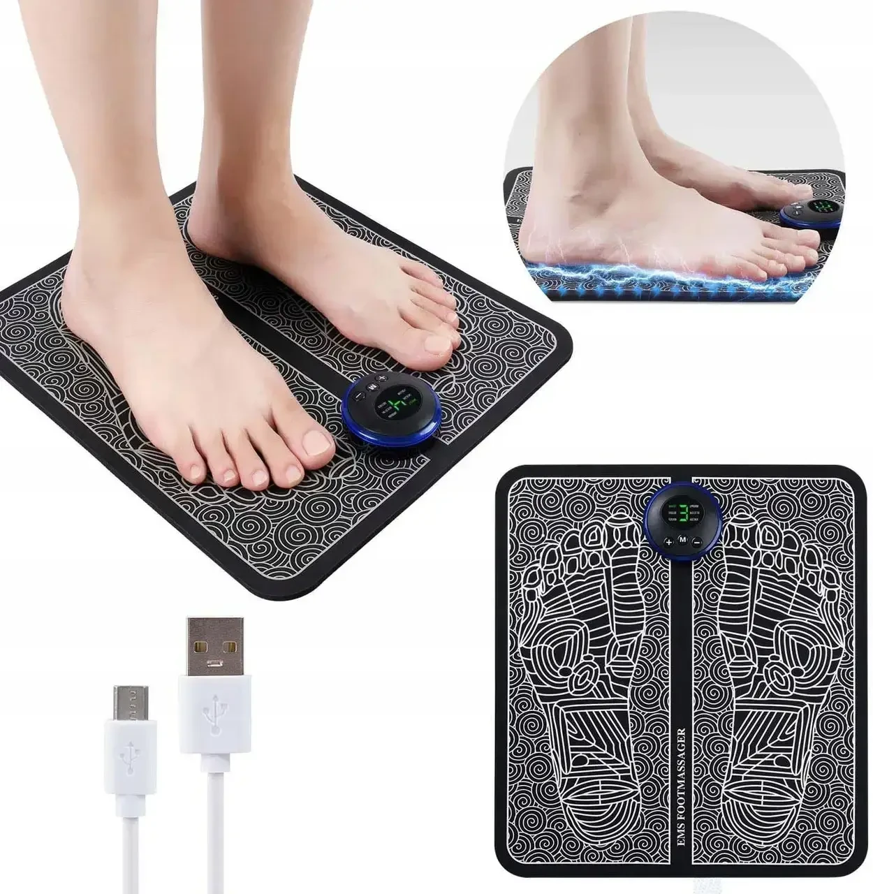Вібраційний масажер для ніг EMS, USB/масажний килимок для ступень, що стимулює кровообіг - фото 8 - id-p1914651408