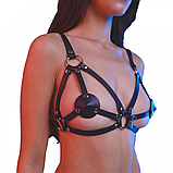 Портупея-бюстгальтер SM для БДСМ, портупея ліф шкіряна, садо-мазо атрибутика, фото 8