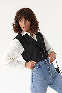 Укорочений жилет на ґудзиках у стилі кежуал