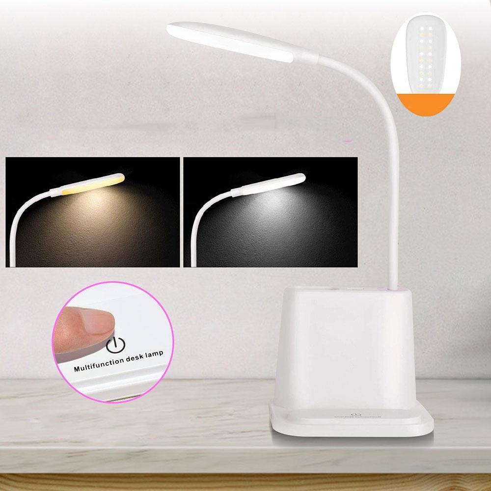 Настільна лампа 3в1 з powerbank 1200 мАч та органайзером / Акумуляторний сенсорний LED світильник для читання, фото 1