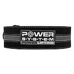 Пояс для пауерліфтингу Power System PS-3800 PowerLifting шкіряний Black/Grey Line M, фото 2