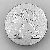 Ковпачки (заглушки) в литі диски PEUGEOT (Пежо) 60 мм Сріблясті, Хромований логотип (5421.06), фото 4