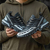 Мужские кроссовки Salomon ACS PRO Advanced Black Silver (чёрные с серым) удобные спортивные кроссы I1432