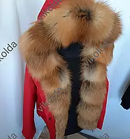 Женская зимняя куртка бомбер с мехом лисы GOLD с 42 по 58