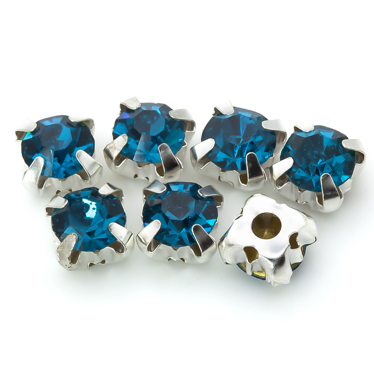 Стрази в оправі пришивні Круглі 5 мм Море 30 шт., фото 1