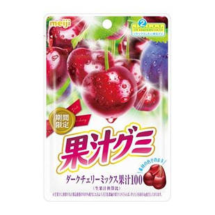 Meiji Цукерки желейні з натуральним соком темної вишні та сливи, 3000 мг желатину на пачку 51 г
