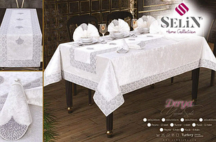 Скатертина 160 220 сервірувальні велюр 12 серветок на стіл, скатертина на кухонний стіл однотонна Кремовий