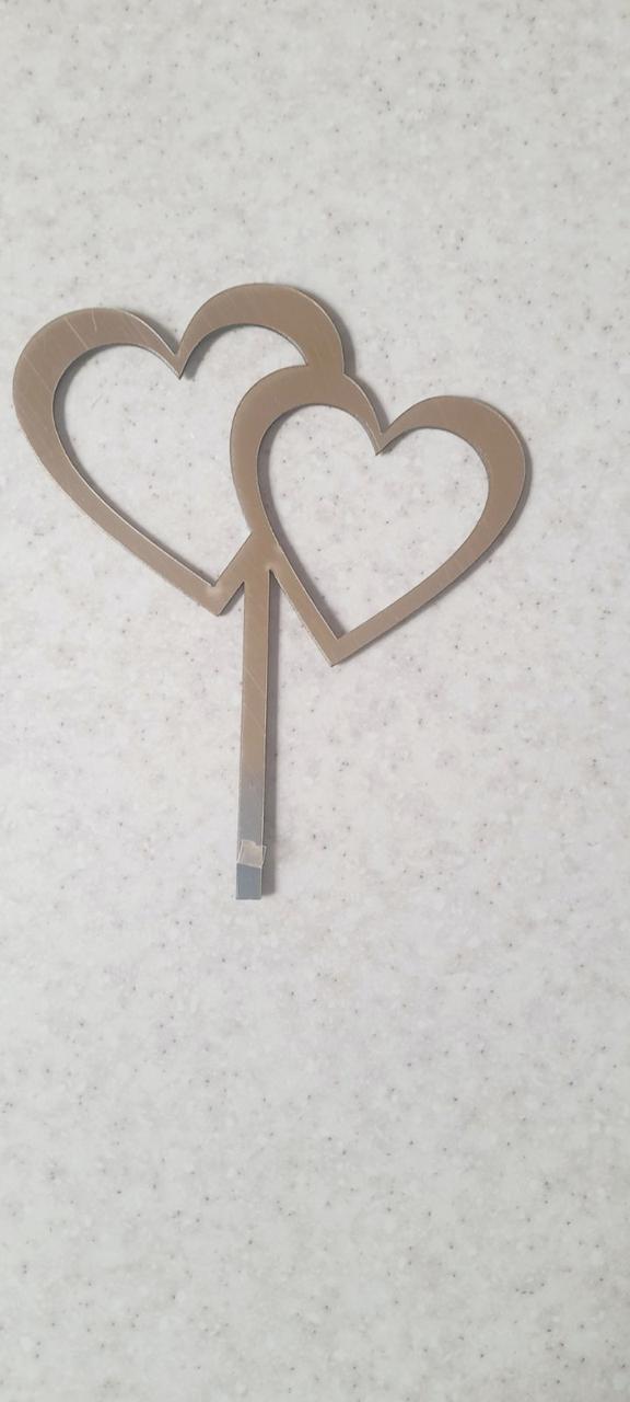 Топер дзеркальний "Два серця"  золото, фото 1