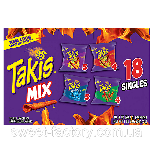 Снеки Takis Tortilla Chips Mix 18s 512g - фото 2 - id-p1914714350