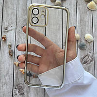 Силиконовый чехол на Айфон 12 с защитными линзами на камеру / iPhone 12 Silver