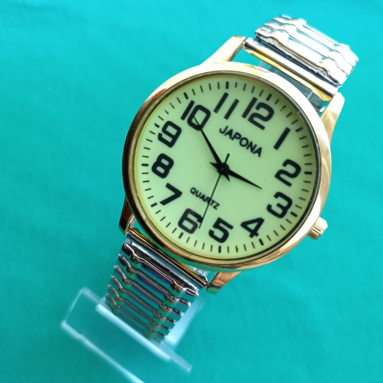 Годинник наручний з фосфорним циферблатом на розтяжному браслеті
