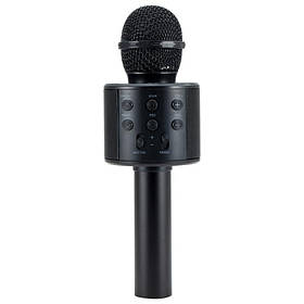 Караоке мікрофон Wster WS-858 чорний: Bluetooth, MP3, FM, зміна голосу, для дітей та дорослих