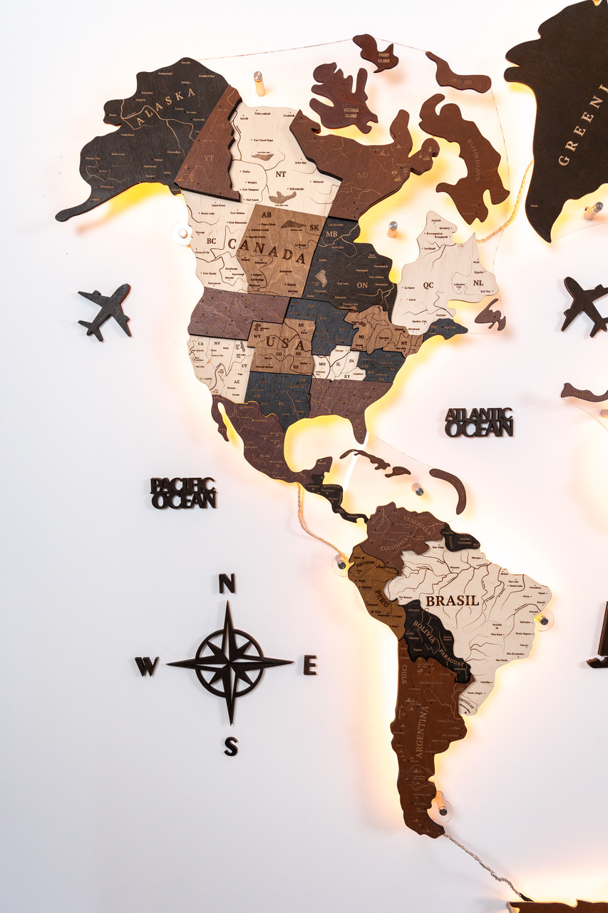 Купить Деревянная карта мира на стену с подсветкой, цена 2900 ₴ — Prom ...