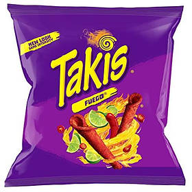 Снеки Takis Fuego Hot Chili Lime Tortilla Chips Гострі 28g