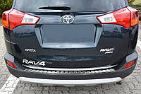 Накладки на задний бампер Toyota Rav 4 2013-2015 полирован. Защитные декоративные накладки на бампер авто 3
