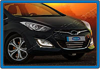 Накладки на передний бампер Hyundai i30 5D STYLE 2012- 4шт Защитные декоративные накладки на бампер авто 3