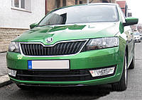 Накладки на передний бампер Skoda Rapid 2012- Защитные декоративные накладки на бампер авто 3