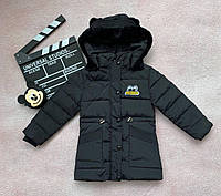 Куртка пуховик с ушками на капюшоне Чёрный 8009 motxy kids, Черный, Для девочек, Зима, 110, 4 года