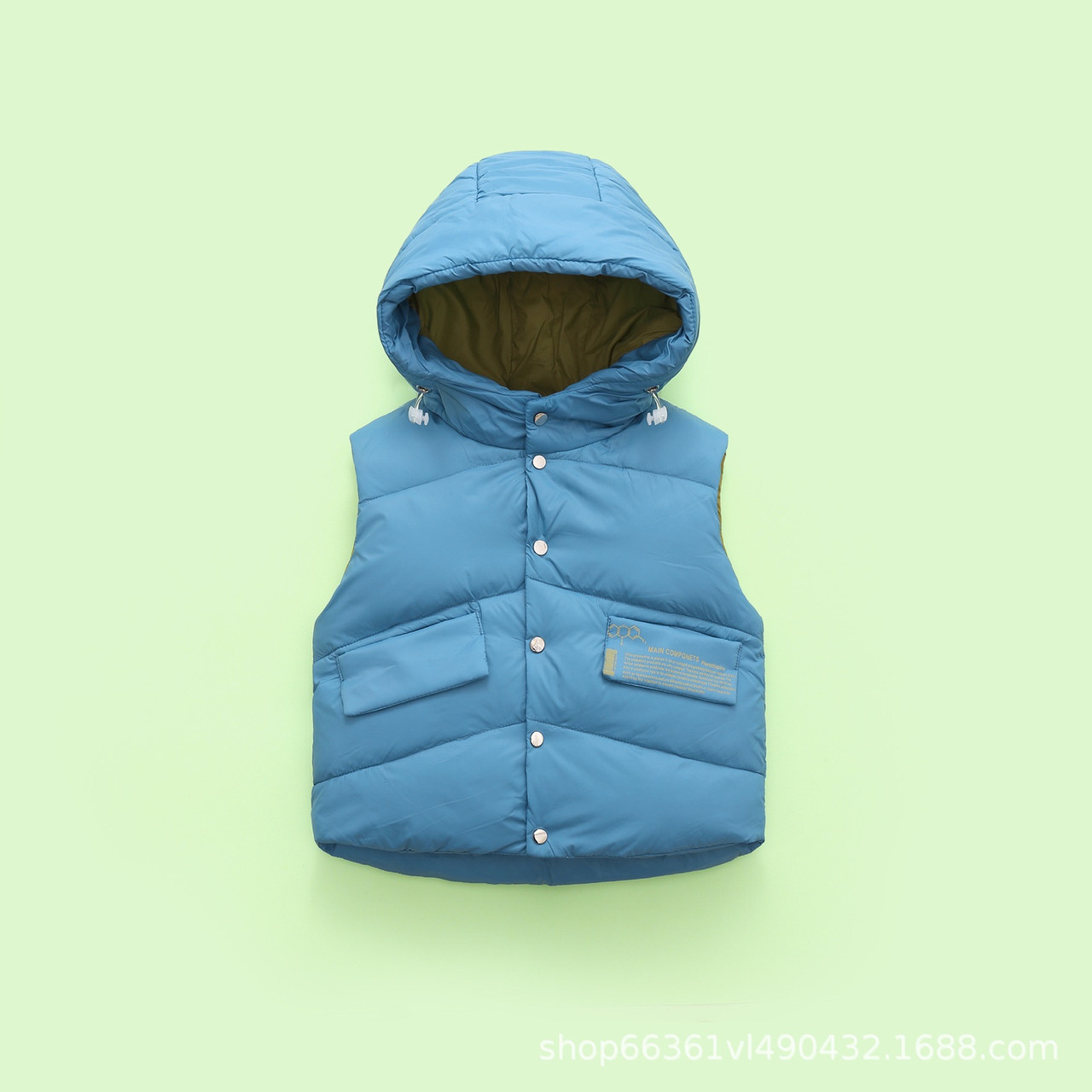 Дитяча куртка жилетка пух Синя 29021 158, Синий, Унисекс, Весна Осень, 100 , 5 лет, фото 1