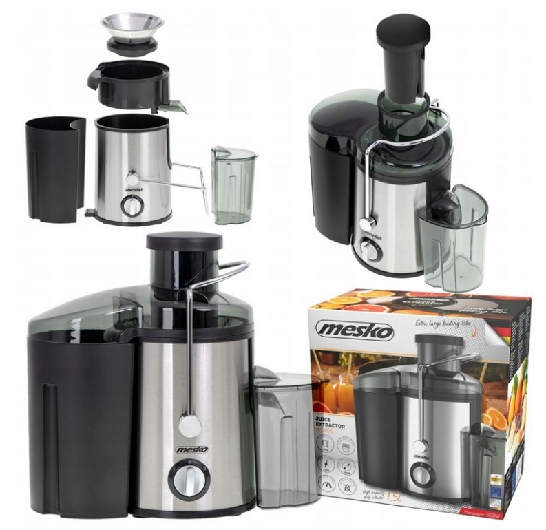 Соковижималка (соковичавниця) відцентрова Mesko MS 4126 неіржавка сталь + чорний (600 Вт, Польща), фото 1