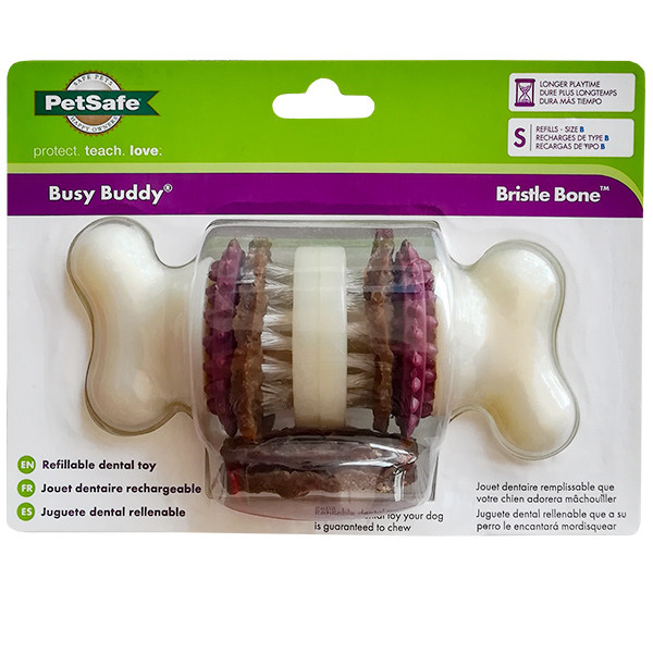 PetSafe Busy Buddy Bristle Bone ПЕТСЕЙФ БІЗІ БАДДІ БРІСТЛ БОУН жувальна іграшка з ласощами для собак, фото 1