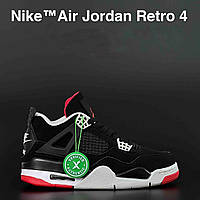 Мужские стильные демисезонные кроссовки черные с красным Nike Air Jordan 4 Retro, качество 41 42