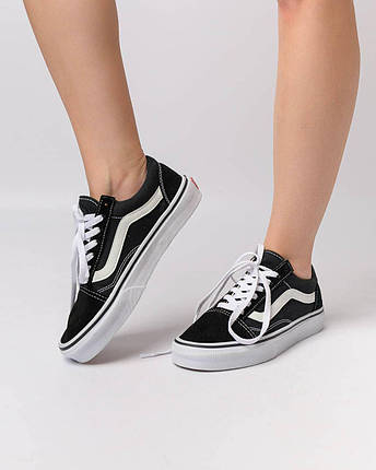 Ванси чорно-білі Кеди VANS Old Skool текстиль унісекс, фото 1