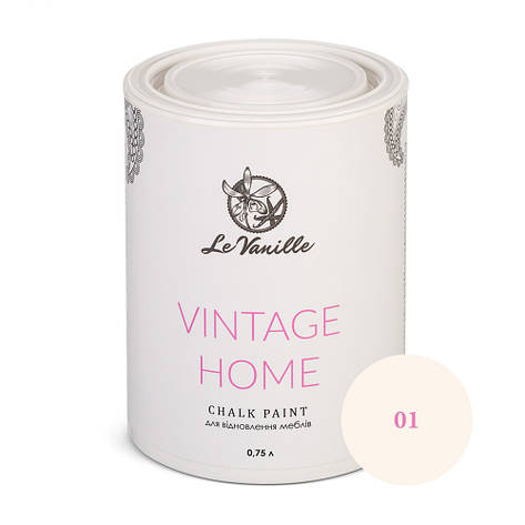 Крейдяна фарба Le Vanille Vintage Home chalk paint 0,75 л, Кремова (Колір 01), фото 1