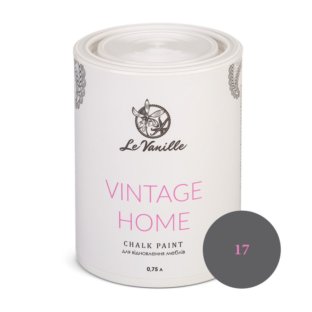 Крейдяна фарба Le Vanille Vintage Home chalk paint 0,75 л, Графітова (Колір 17)
