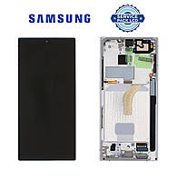 Дисплей Samsung S908 White S22 Ultra (GH82-27489C) сервисный оригинал в сборе с рамкой