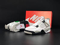 Мужские стильные качественные демисезонные кроссовки Nike Air Jordan 4 Retro, белые