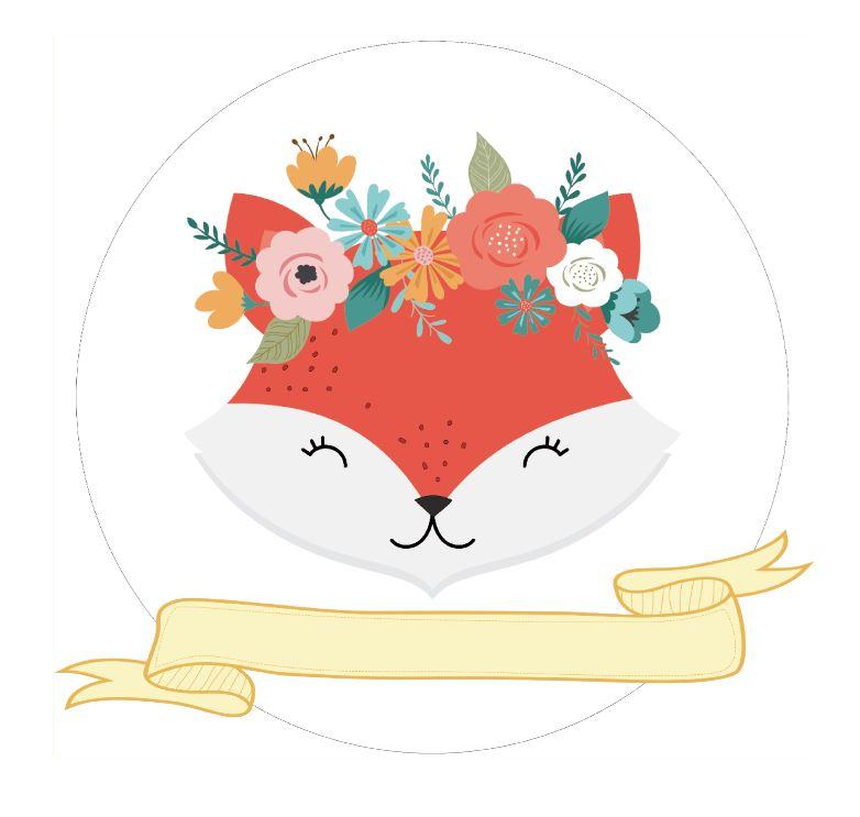 Наклейка для круга ПВХ "Лисичка в віночку" 70х74 см/інтер'єрна наклейка (без обрізу)