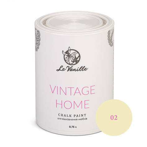 Крейдяна фарба Le Vanille Vintage Home chalk paint 0,75 л, Світло-жовтий (Колір 02), фото 1