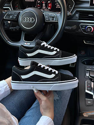 Кеди VANS Old Skool чорно-білі текстиль жіночі унісекс, фото 4