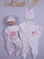 Набор одежды для новорожденной девочки 5 вещей Принцесса размер 56 см Lari Розовый