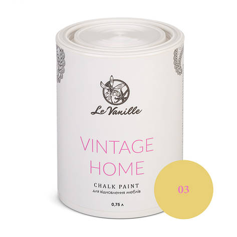 Крейдяна фарба Le Vanille Vintage Home chalk paint 0,75 л, Жовтий (Колір 03), фото 1