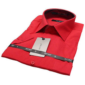 Червона однотонна чоловіча сорочка Betibo 26148 Classic