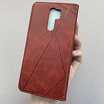 Чохол-книга для Xiaomi Redmi 9 книга в смужку з кишенею на телефон сяомі редмі 9 червона str, фото 3