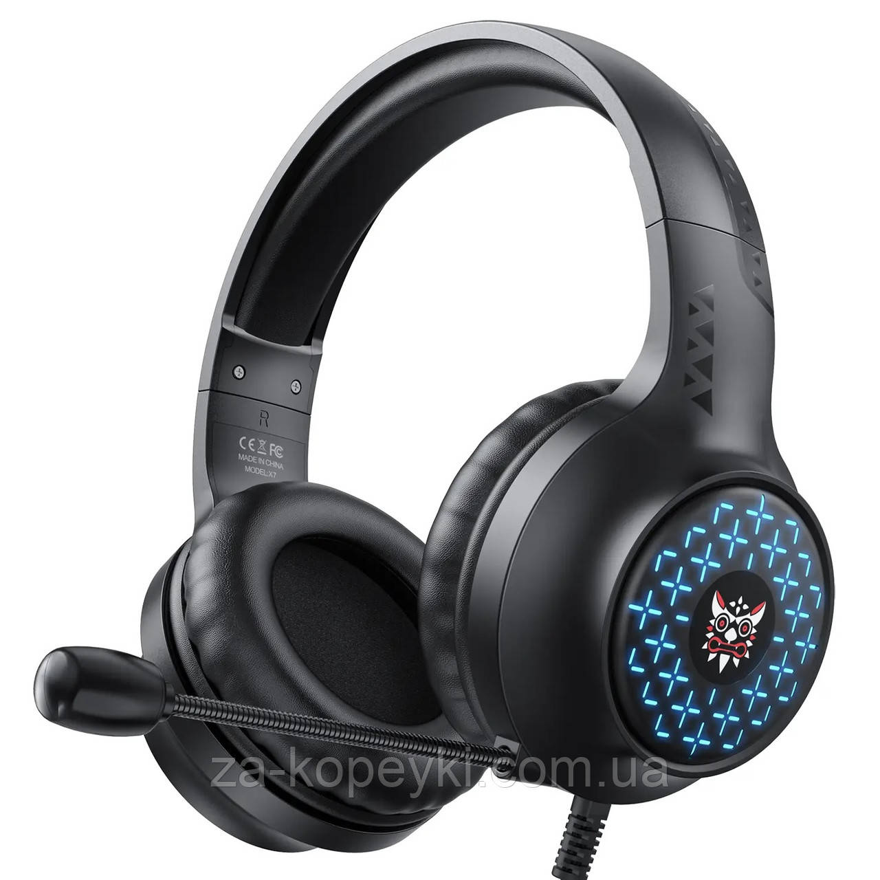 Ігрові навушники з мікрофоном і LED підсвічуванням ONIKUMA X7 Black чорні геймерські
