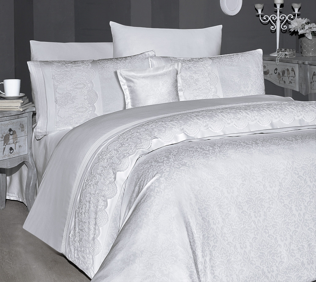Комплект постільної білизни First Choice Vip Satin Moonlight 200x220 см Hilary White, фото 1