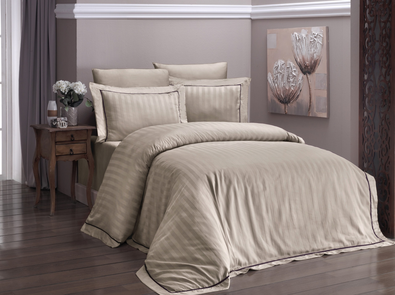 Постільна білизна Deluxe Satin 160х220 Novel Line S. Kahve, фото 1