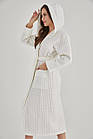 Жіночий вафельний халат Nusa 4160 з капюшоном, кремовий M, фото 6