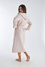Жіночий вафельний халат Nusa 4160 з капюшоном, пудровий S, фото 2