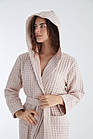 Жіночий вафельний халат Nusa 4160 з капюшоном, пудровий S, фото 3