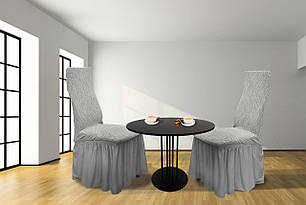 Жаккардові чехли на стільці Volna з спідницею Світло-серий